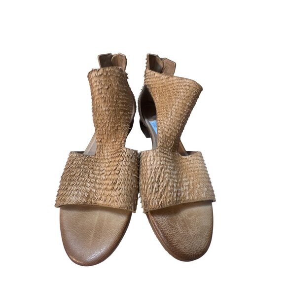Antelope Womens Size 37 Beige Textured Leather Open Toe Sandals With Zipper Clos - Picture 2 of 5